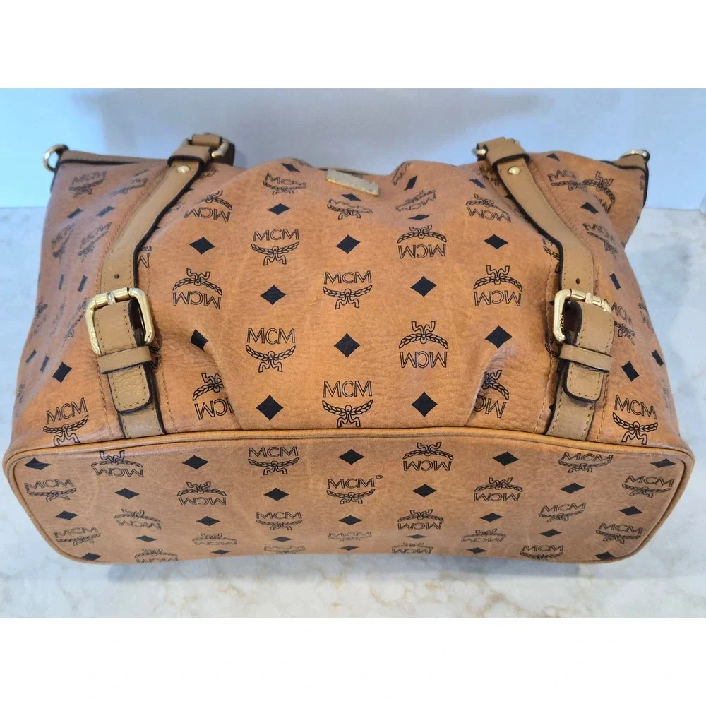 MCM Cognac Visetos Monogram Leather Satchel Crossbody Bag MWP0AVI18CO001 K7975